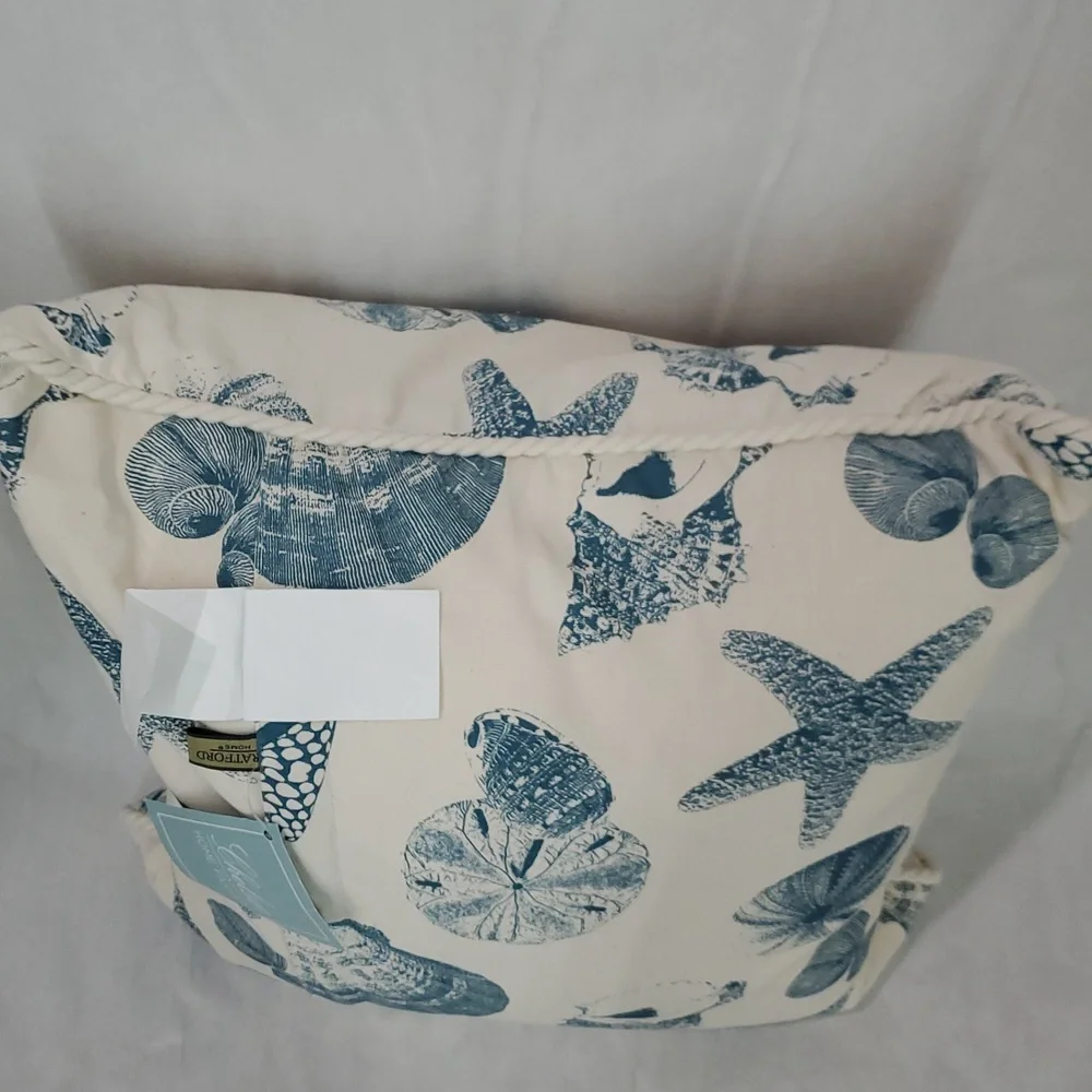 NWT Stratford Beach House Shell Coastal Canvas Down Filled Nautical Decor Pillow